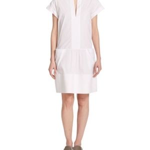 Vince White Cotton Drop Waist Shift Dress.